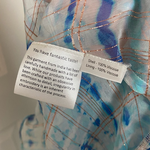 ROCOCO SAND Celine Maxi Dress in Blue Metallic Tie Dye Size Small - Picture 8 of 9